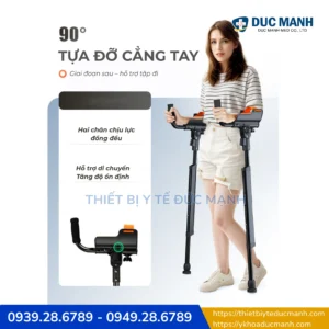 Nạng tay nhôm cao cấp, chống trơn trượt PM02