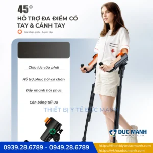 Nạng tay nhôm cao cấp, chống trơn trượt PM02