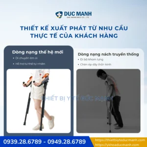 Nạng tay nhôm cao cấp, chống trơn trượt PM02