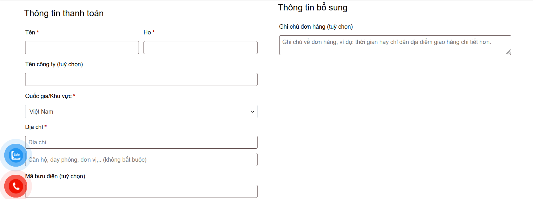 thông tin thanh toán