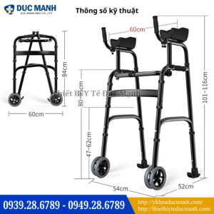 Khung tập đi phục hồi chức năng có bánh xe