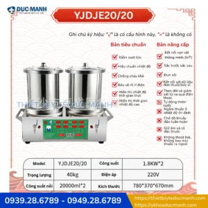 Máy sắc thuốc mini 2 nồi đun YJDJE 20/20 - Tự Động Hóa Quy Trình Sắc Thuốc Đông Y