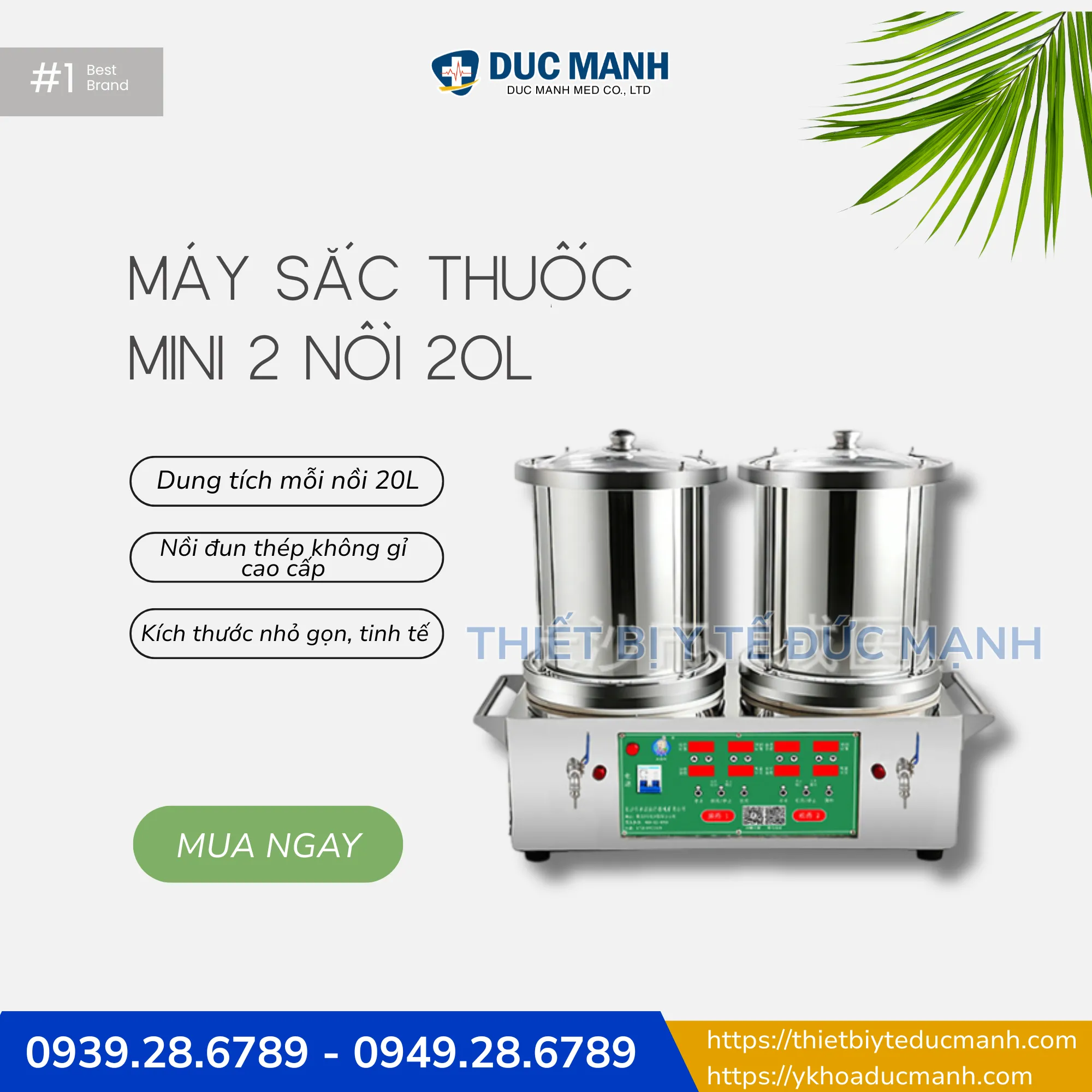 Máy sắc thuốc mini 2 nồi đun YJDJE 20/20 - Tự Động Hóa Quy Trình Sắc Thuốc Đông Y